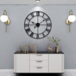 LEIKE Large Wall Clock, 24" Completely Silent, Non Ticking, Battery-Operated,Rustic Round Modern Metal Wall Clock Decor for Living Room, Bedroom and Kitchen, (60cm, Black-Roman Number) - Image 5