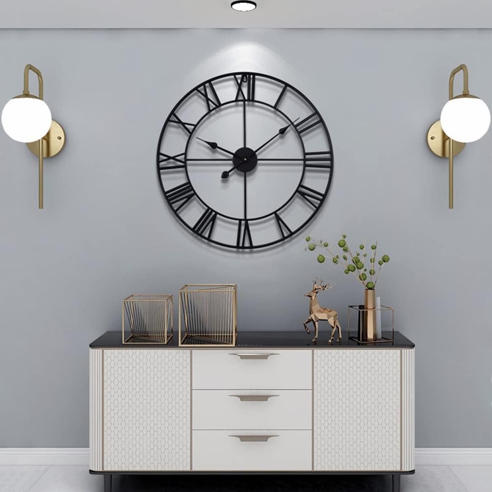 1760133921_LEIKE-Large-Wall-Clock-24-Completely-Silent-Non-Ticking-Battery-OperatedRustic-Round-Modern-Metal-Wall-Clock-Decor-for-Living-Room-Bedroom-and-Kitchen-60cm-Black-Roman-Number.jpg LEIKE Large Wall Clock, 24" Completely Silent, Non Ticking, Battery-Operated,Rustic Round Modern Metal Wall Clock Decor for Living Room, Bedroom and Kitchen, (60cm, Black-Roman Number) - Image 5