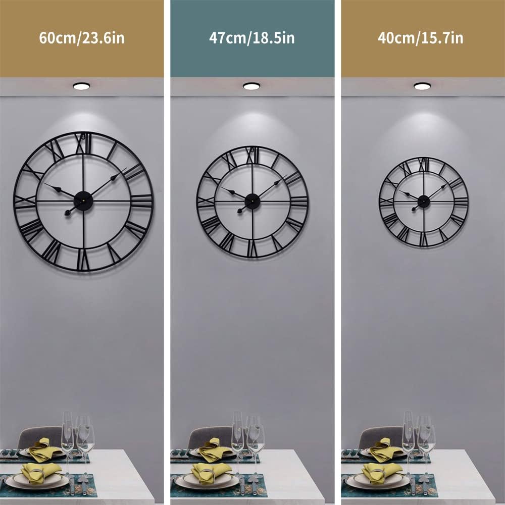 1760133922_LEIKE-Large-Wall-Clock-24-Completely-Silent-Non-Ticking-Battery-OperatedRustic-Round-Modern-Metal-Wall-Clock-Decor-for-Living-Room-Bedroom-and-Kitchen-60cm-Black-Roman-Number.jpg LEIKE Large Wall Clock, 24" Completely Silent, Non Ticking, Battery-Operated,Rustic Round Modern Metal Wall Clock Decor for Living Room, Bedroom and Kitchen, (60cm, Black-Roman Number) - Image 6