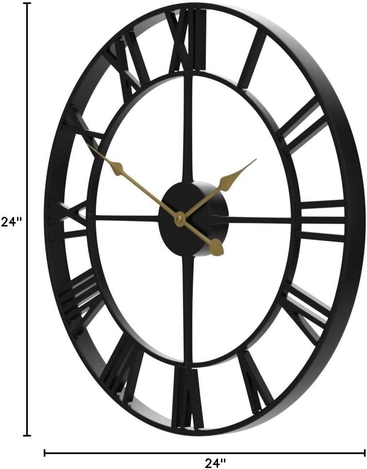 1760133925_LEIKE-Large-Wall-Clock-24-Completely-Silent-Non-Ticking-Battery-OperatedRustic-Round-Modern-Metal-Wall-Clock-Decor-for-Living-Room-Bedroom-and-Kitchen-60cm-Black-Roman-Number.jpg LEIKE Large Wall Clock, 24" Completely Silent, Non Ticking, Battery-Operated,Rustic Round Modern Metal Wall Clock Decor for Living Room, Bedroom and Kitchen, (60cm, Black-Roman Number) - Image 10