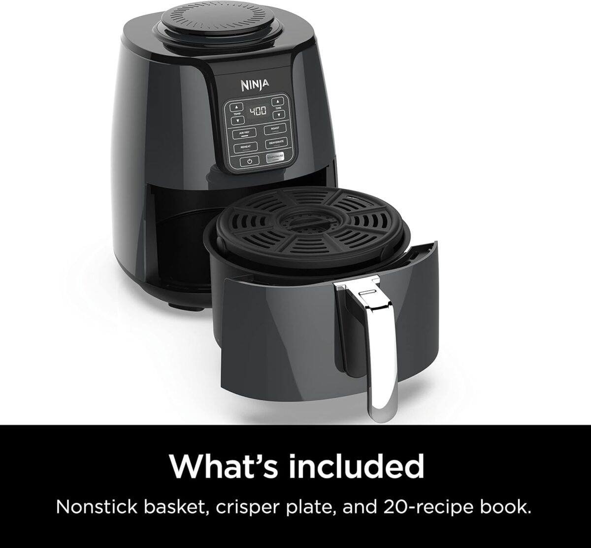 Ninja | Air Fryer | 4 QT Capacity | 4-in1 Roast, Crisp, Roast, Reheats, & Dehydrates | Dishwasher Safe Parts | Includes 20 Easy & Healthy Recipes | Compact | Grey | AF101 - Image 9