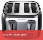 BLACK+DECKER 4-Slice Toaster, Extra Wide Slots, 7 Shade Settings, 1400 Watts, Frozen and Bagel Buttons, Toast Shade Selector, Extra Lift - Image 4
