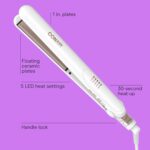 Conair Double Ceramic Flat Iron, 1-Inch Flat Iron Hair Straightener with Claw Clip, 5 Heat Settings, Extra-Long Floating Plates, White - Image 3