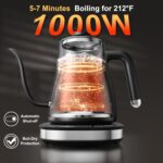 Stariver Gooseneck Electric Kettle with 5 Temperature Control Presets, Pour Over Coffee Kettle ±2℉ Temp Control, 1.2L Gooseneck Kettle, for Tea& Coffee, Stainless Steel Interior, 1000W, Black - Image 4