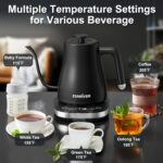 Stariver Gooseneck Electric Kettle with 5 Temperature Control Presets, Pour Over Coffee Kettle ±2℉ Temp Control, 1.2L Gooseneck Kettle, for Tea& Coffee, Stainless Steel Interior, 1000W, Black - Image 6
