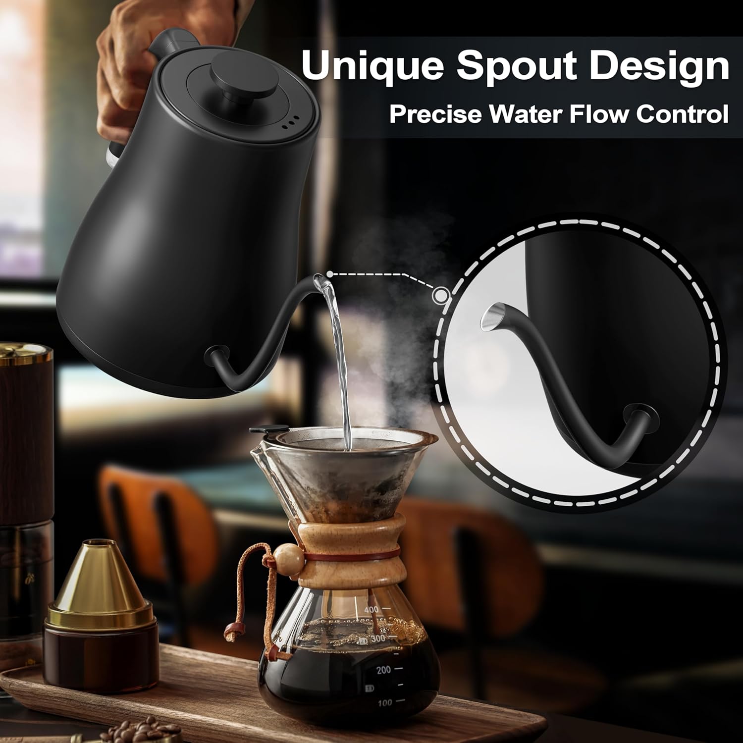 1760197594_Stariver-Gooseneck-Electric-Kettle-with-5-Temperature-Control-Presets-Pour-Over-Coffee-Kettle-±2℉-Temp-Control-1.2L-Gooseneck-Kettle-for-Tea-Coffee-Stainless-Steel-Interior-1000W-Black.jpg Stariver Gooseneck Electric Kettle with 5 Temperature Control Presets, Pour Over Coffee Kettle ±2℉ Temp Control, 1.2L Gooseneck Kettle, for Tea& Coffee, Stainless Steel Interior, 1000W, Black - Image 7