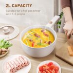 Bear Hot Pot Electric, 2L Multifunctional Portable Cooking Pot, 1000W Rapid Noodles Electric, Non-Stick Frying Pans for Steak, Egg, Ramen, Oatmeal With Dual Power Adjustment - Image 4