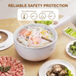 Bear Hot Pot Electric, 2L Multifunctional Portable Cooking Pot, 1000W Rapid Noodles Electric, Non-Stick Frying Pans for Steak, Egg, Ramen, Oatmeal With Dual Power Adjustment - Image 6