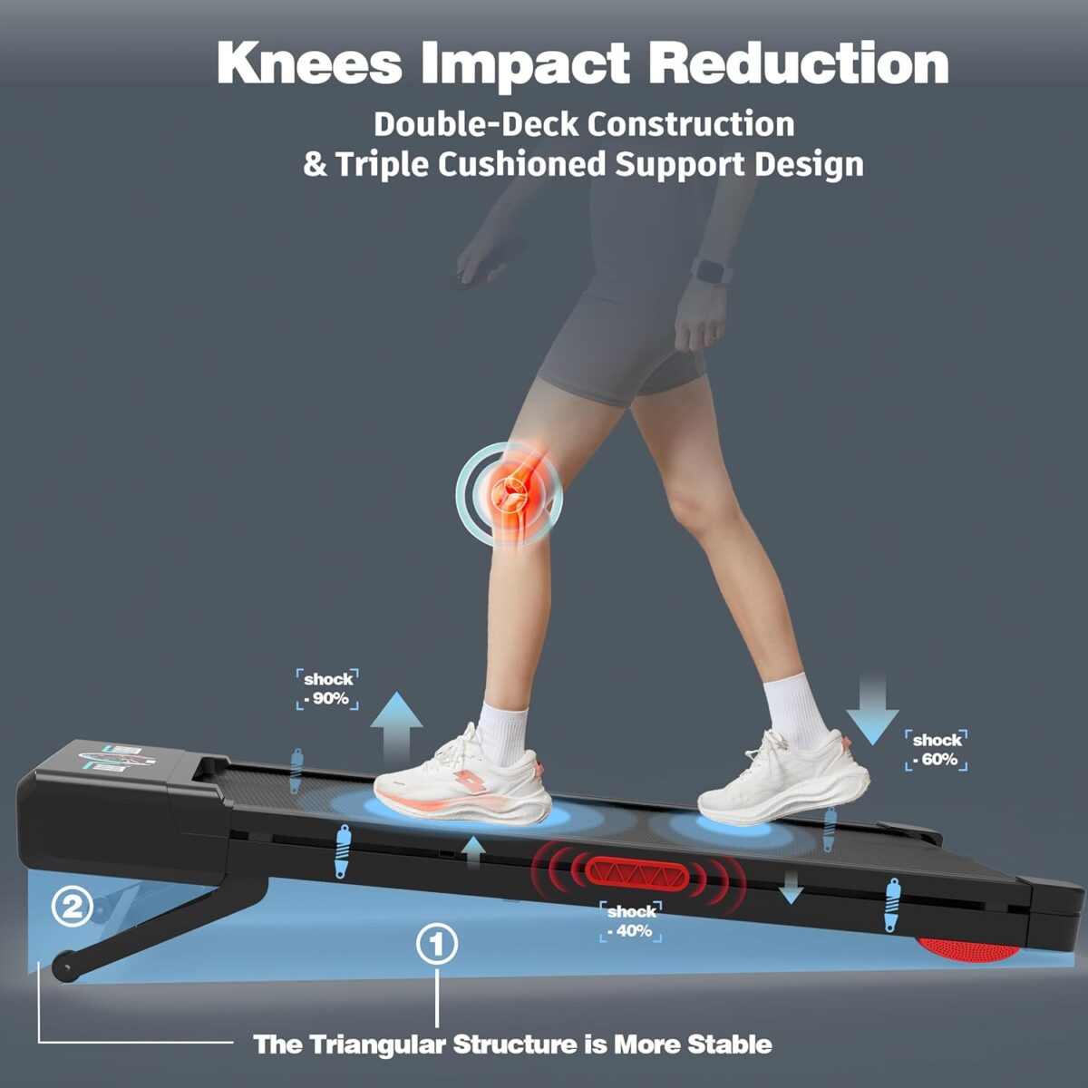 Walking Pad Treadmill with 12% 9-Level Auto Incline, 450 lbs Capacity RGB LED Screen, Bluetooth Speaker Under Desk Treadmill, Compact Treadmills for Home Hiking - Image 6