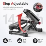 UTRYUP Mini Stepper for Home Exercise, Compact Hydraulic Stair Stepper with Resistance Bands, Quiet Fitness Machine with LCD Monitor, 300 lbs Weight Capacity - Image 6