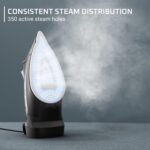 Rowenta Access Stainless Steel Soleplate Steam Iron with Retractable Cord, Powerful Steam Diffusion, Auto-Off and Anti-Drip, 1725 Watts, Black Clothes Iron, DW2459 - Image 3