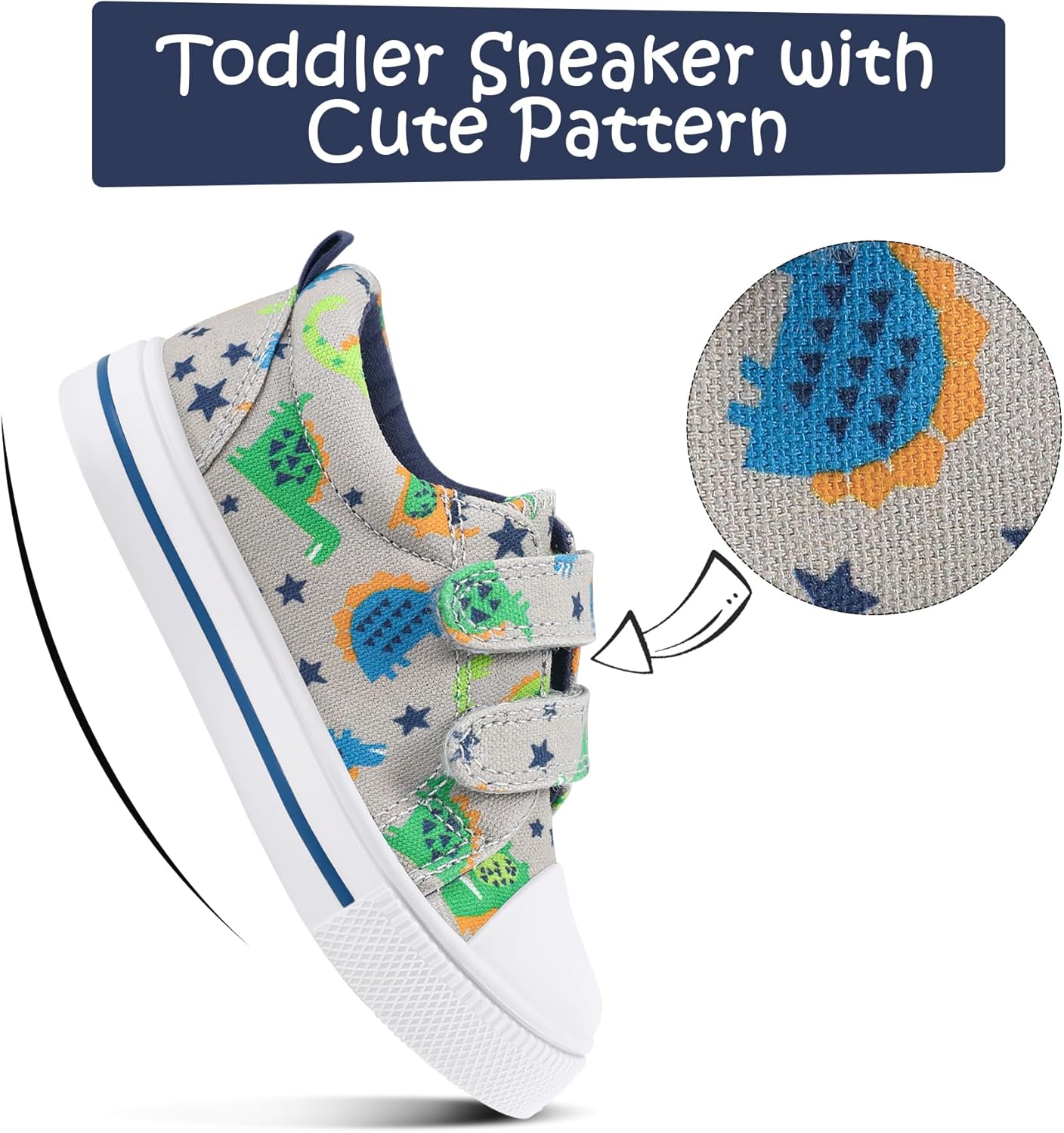 1760209128_K-KomForme-Toddler-Boys-Girls-Shoes-Kids-Canvas-Sneakers-with-Cartoon-Dual-Hook-and-Loops.jpg K KomForme Toddler Boys & Girls Shoes Kids Canvas Sneakers with Cartoon Dual Hook and Loops - Image 4