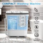 Portable Twin Tub 18lbs Washing Machine with Drying Rack and 10 Hangers, 11lbs Washer Mini Compact Laundry Machine with 7lbs Spinner, Semi-automatic Washer Combo for Dorms, Apartment - Image 5