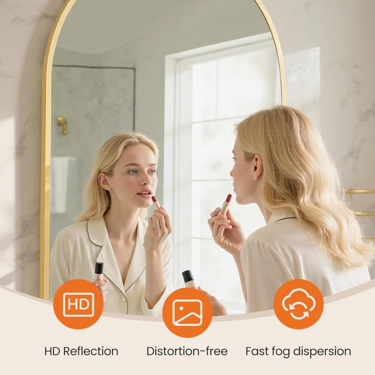 Sweetcrispy 20"x30" Arched Gold Bathroom Mirrors for Wall, Bathroom Mirrors for Over Sink, Metal Framed with HD Shatter-Proof Glass for Entryway, Living Room, Bedroom - Image 3