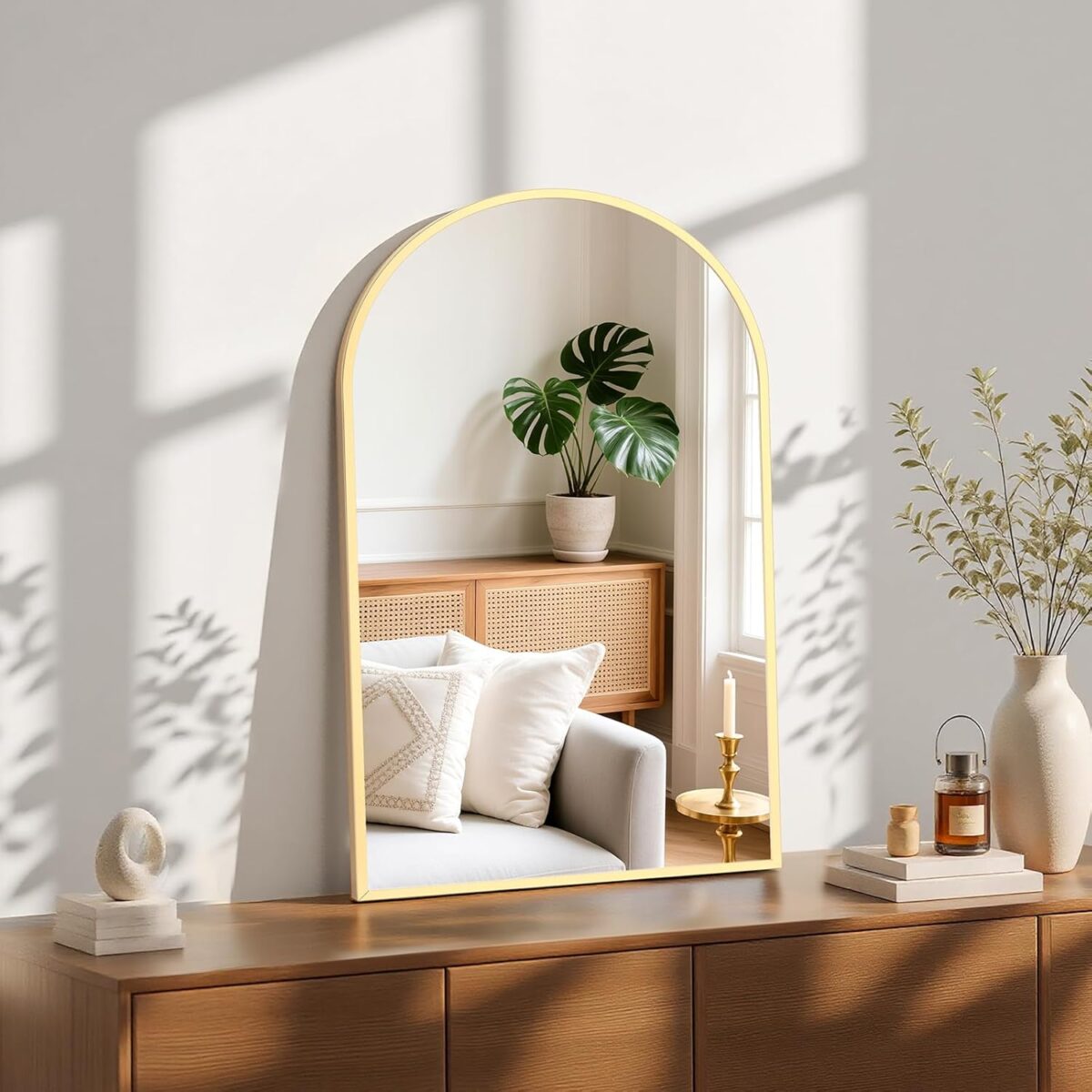 Sweetcrispy 20"x30" Arched Gold Bathroom Mirrors for Wall, Bathroom Mirrors for Over Sink, Metal Framed with HD Shatter-Proof Glass for Entryway, Living Room, Bedroom - Image 6