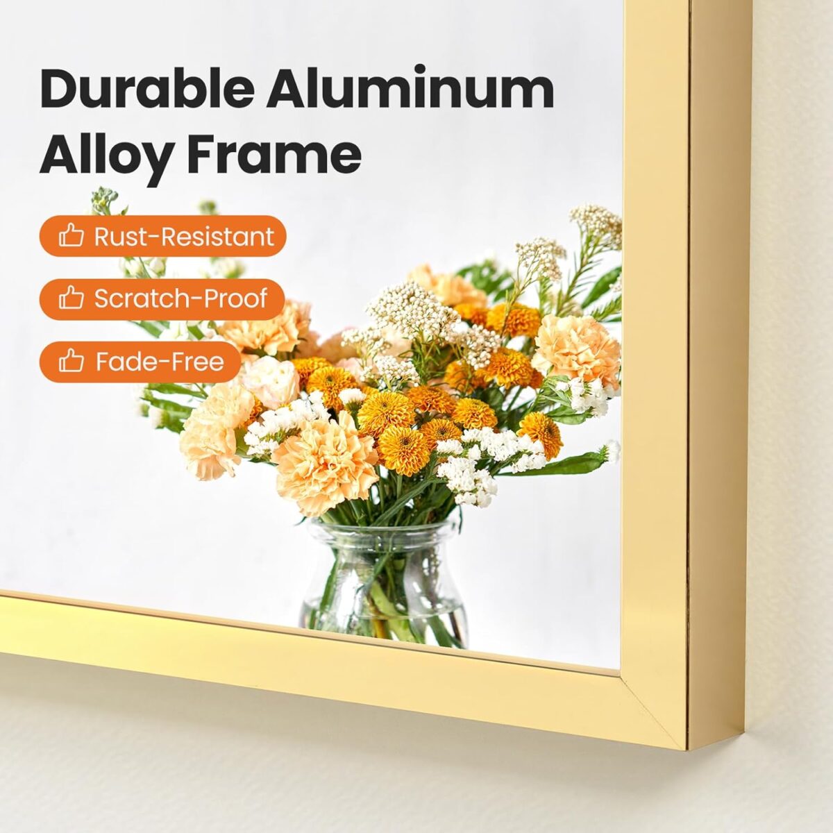 Sweetcrispy 20"x30" Arched Gold Bathroom Mirrors for Wall, Bathroom Mirrors for Over Sink, Metal Framed with HD Shatter-Proof Glass for Entryway, Living Room, Bedroom - Image 7