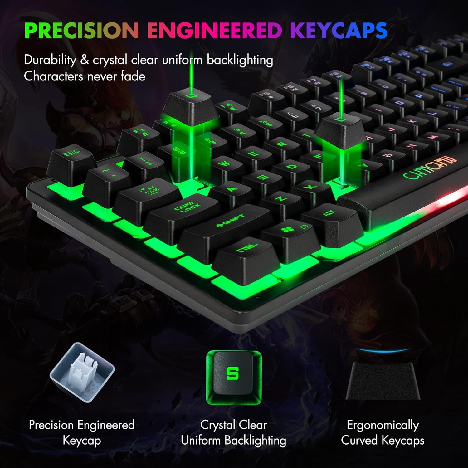 1760215548_CHONCHOW-87-Key-RGB-Backlit-Compact-Gaming-Keyboard-USB-Wired-Tenkeyless-Keyboard-for-Laptop-PS4-Xbox-PC-Gaming-and-Work.jpg CHONCHOW 87-Key RGB Backlit Compact Gaming Keyboard - USB Wired Tenkeyless Keyboard for Laptop, PS4, Xbox, PC Gaming and Work - Image 4