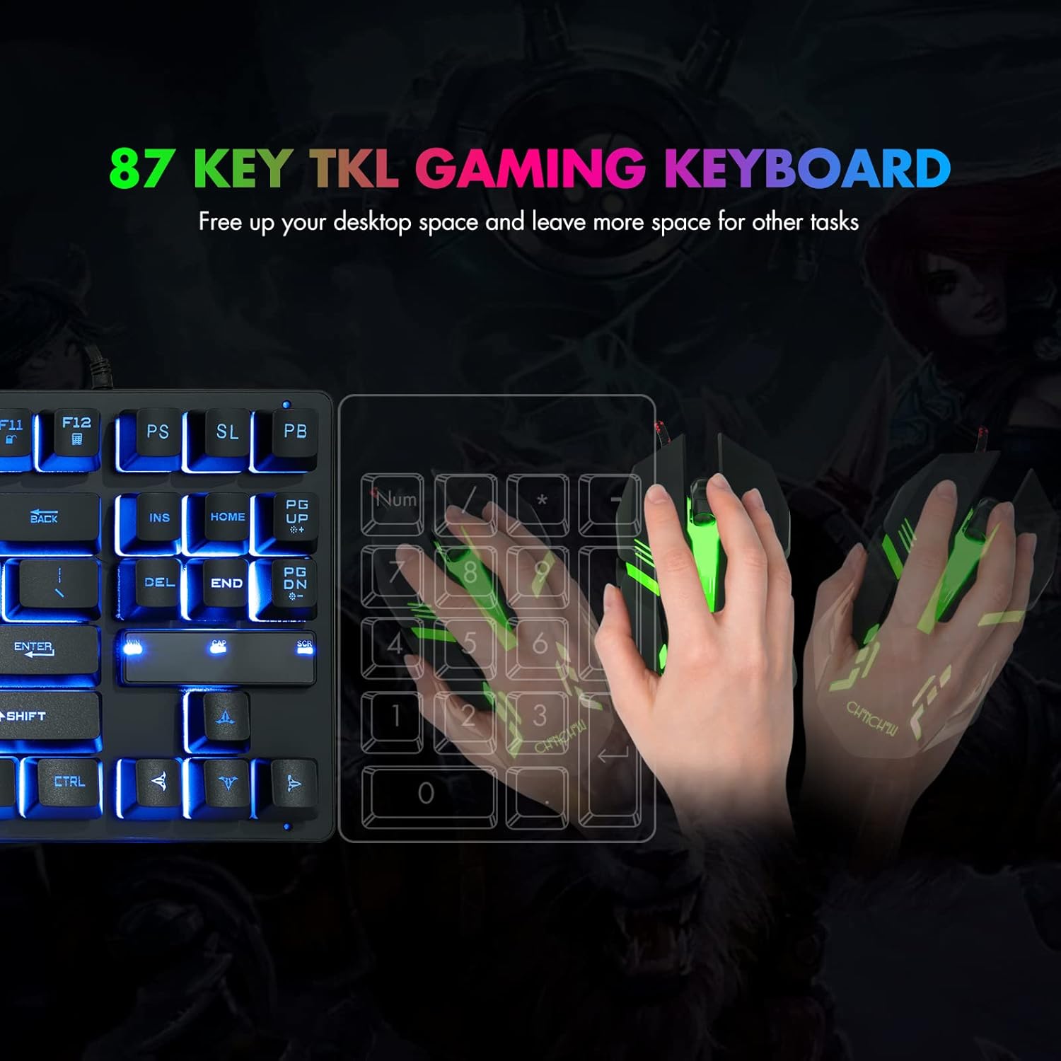 1760215556_CHONCHOW-87-Key-RGB-Backlit-Compact-Gaming-Keyboard-USB-Wired-Tenkeyless-Keyboard-for-Laptop-PS4-Xbox-PC-Gaming-and-Work.jpg CHONCHOW 87-Key RGB Backlit Compact Gaming Keyboard - USB Wired Tenkeyless Keyboard for Laptop, PS4, Xbox, PC Gaming and Work - Image 8