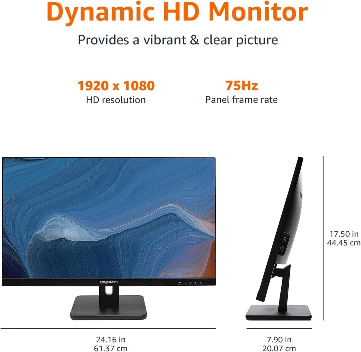 Amazon Basics IPS Monitor 75 Hz Powered with AOC Technology FHD 1080P HDMI, Display Port and VGA Input VESA Compatible Built-in Speakers for Office and Home, 27 in, Black - Image 6