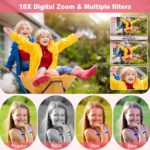 Digital Camera, 4K 64MP, 18X Zoom, Point and Shoot Digital Camera with 64GB TF Card & 2 Batteries, Portable Rechargeable Small Camera for Kids Teens Adult, Pink - Image 5