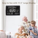 Raynic Digital Clock, 11.5" Large Display Calendar Clock with Day and Date, Indoor Temperature, Adjustable Brightness, Snooze,12/24H, DST for Home, Office, Elderly - Image 4