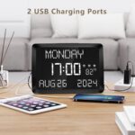 Raynic Digital Clock, 11.5" Large Display Calendar Clock with Day and Date, Indoor Temperature, Adjustable Brightness, Snooze,12/24H, DST for Home, Office, Elderly - Image 5