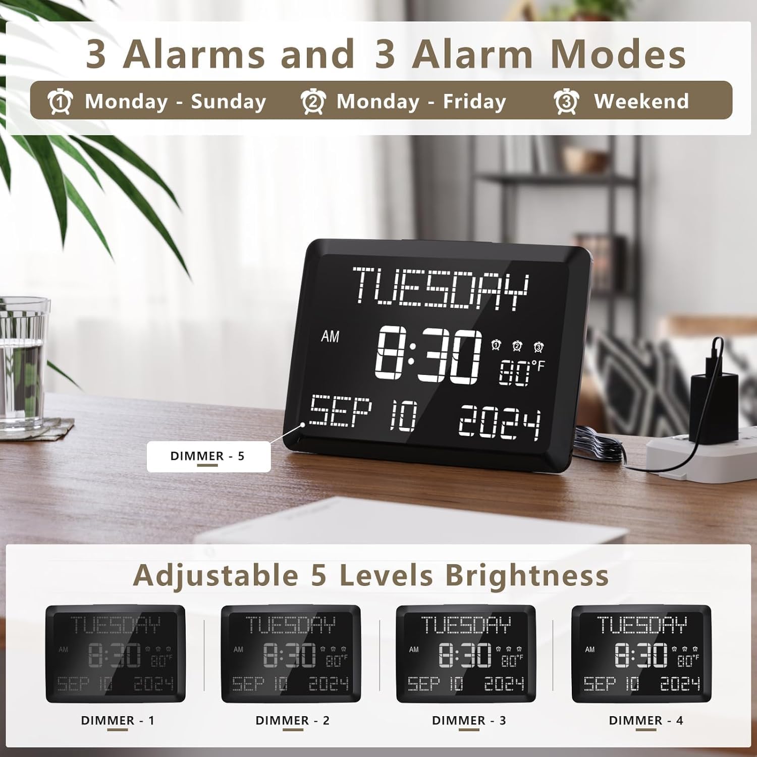 1760220378_Raynic-Digital-Clock-11.5-Large-Display-Calendar-Clock-with-Day-and-Date-Indoor-Temperature-Adjustable-Brightness-Snooze1224H-DST-for-Home-Office-Elderly.jpg Raynic Digital Clock, 11.5" Large Display Calendar Clock with Day and Date, Indoor Temperature, Adjustable Brightness, Snooze,12/24H, DST for Home, Office, Elderly - Image 6