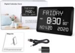 Raynic Digital Clock, 11.5" Large Display Calendar Clock with Day and Date, Indoor Temperature, Adjustable Brightness, Snooze,12/24H, DST for Home, Office, Elderly - Image 8