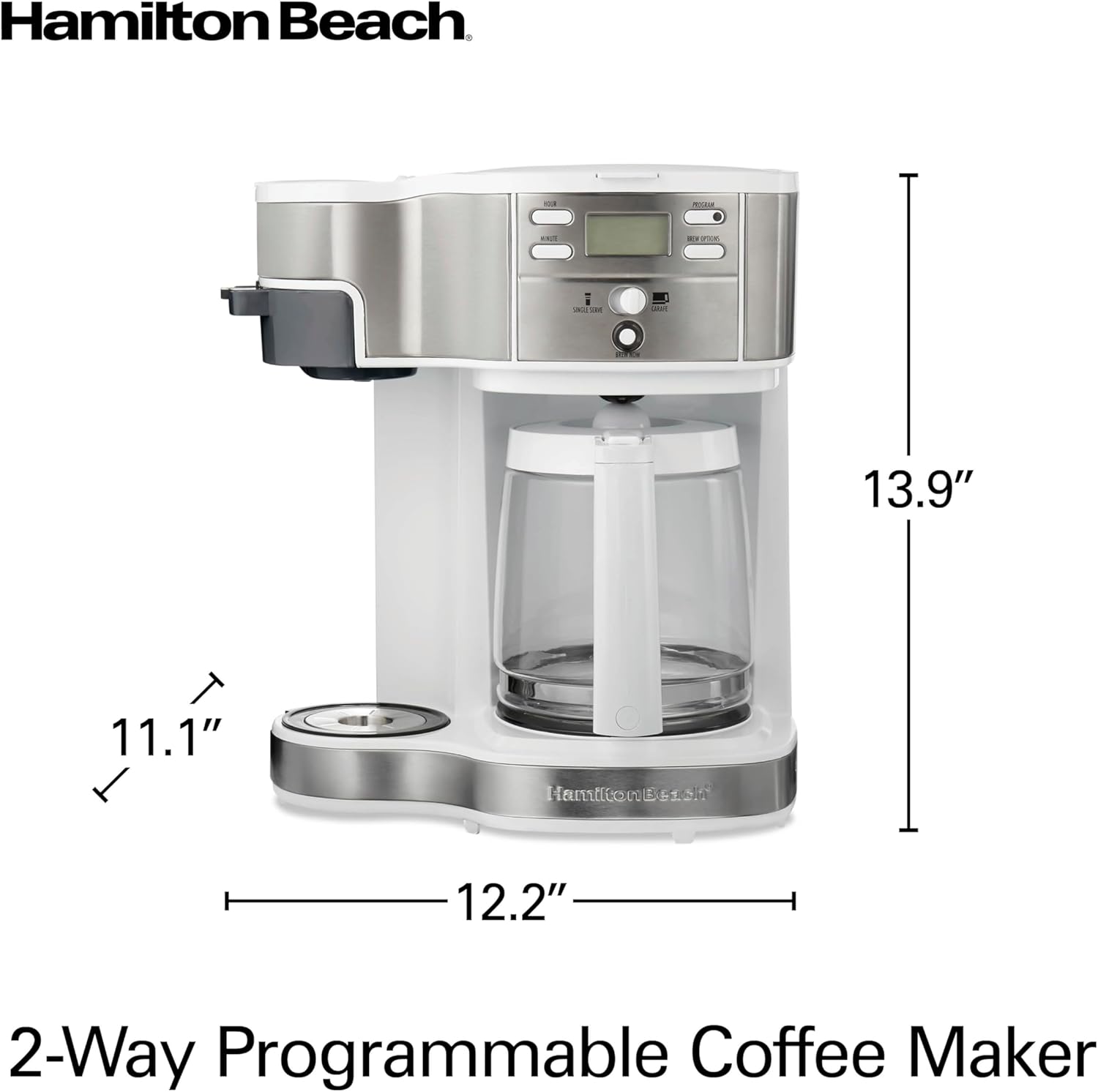1760255167_Hamilton-Beach-49933-2-Way-12-Cup-Programmable-Drip-Coffee-Maker-Single-Serve-Machine-Glass-Carafe-Auto-Pause-and-Pour-White.jpg Hamilton Beach 49933 2-Way 12 Cup Programmable Drip Coffee Maker & Single Serve Machine, Glass Carafe, Auto Pause and Pour, White - Image 3
