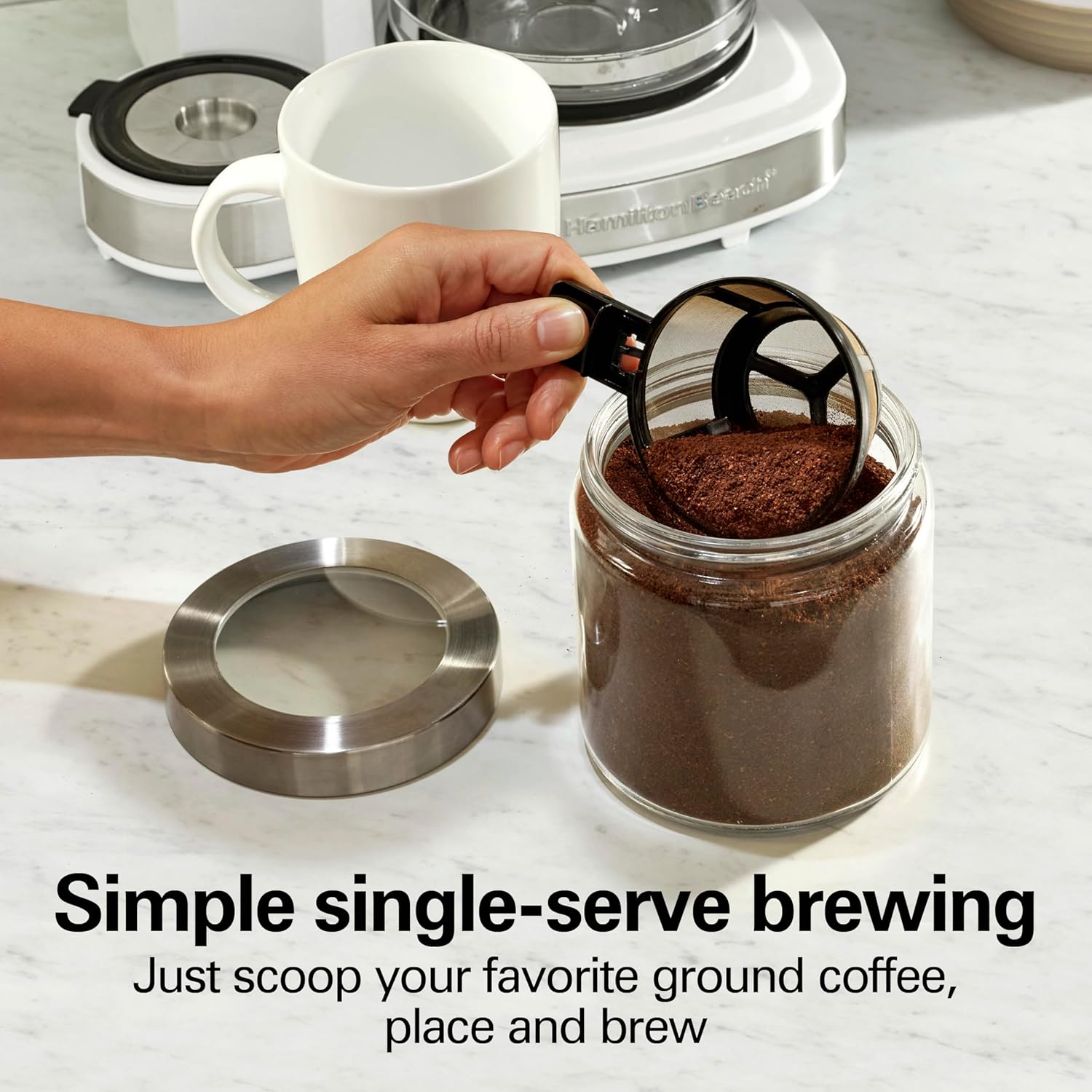 1760255170_Hamilton-Beach-49933-2-Way-12-Cup-Programmable-Drip-Coffee-Maker-Single-Serve-Machine-Glass-Carafe-Auto-Pause-and-Pour-White.jpg Hamilton Beach 49933 2-Way 12 Cup Programmable Drip Coffee Maker & Single Serve Machine, Glass Carafe, Auto Pause and Pour, White - Image 5