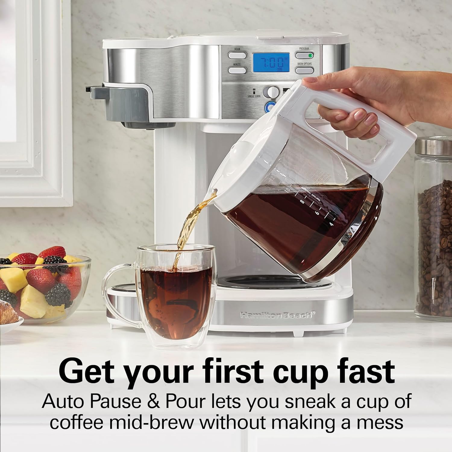 1760255178_Hamilton-Beach-49933-2-Way-12-Cup-Programmable-Drip-Coffee-Maker-Single-Serve-Machine-Glass-Carafe-Auto-Pause-and-Pour-White.jpg Hamilton Beach 49933 2-Way 12 Cup Programmable Drip Coffee Maker & Single Serve Machine, Glass Carafe, Auto Pause and Pour, White - Image 9