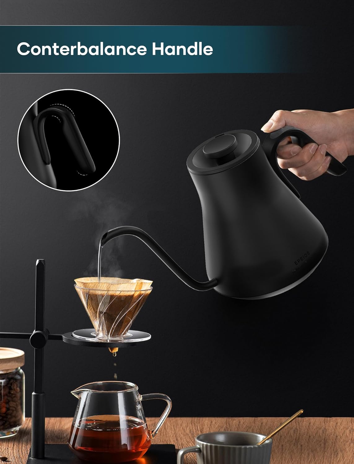 1760284020_Gooseneck-Electric-Kettle-with-±1℉-Temperature-Control-for-Pour-Over-Coffee-Tea-Quick-Heating-BPA-Free-Stainless-Steel-Built-in-Brew-Timer-1500W0.9L-Ebony-Black.jpg Gooseneck Electric Kettle with ±1℉ Temperature Control for Pour Over Coffee & Tea, Quick Heating, BPA-Free Stainless Steel, Built-in Brew Timer, 1500W/0.9L (Ebony Black) - Image 4