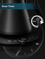 Gooseneck Electric Kettle with ±1℉ Temperature Control for Pour Over Coffee & Tea, Quick Heating, BPA-Free Stainless Steel, Built-in Brew Timer, 1500W/0.9L (Ebony Black) - Image 7