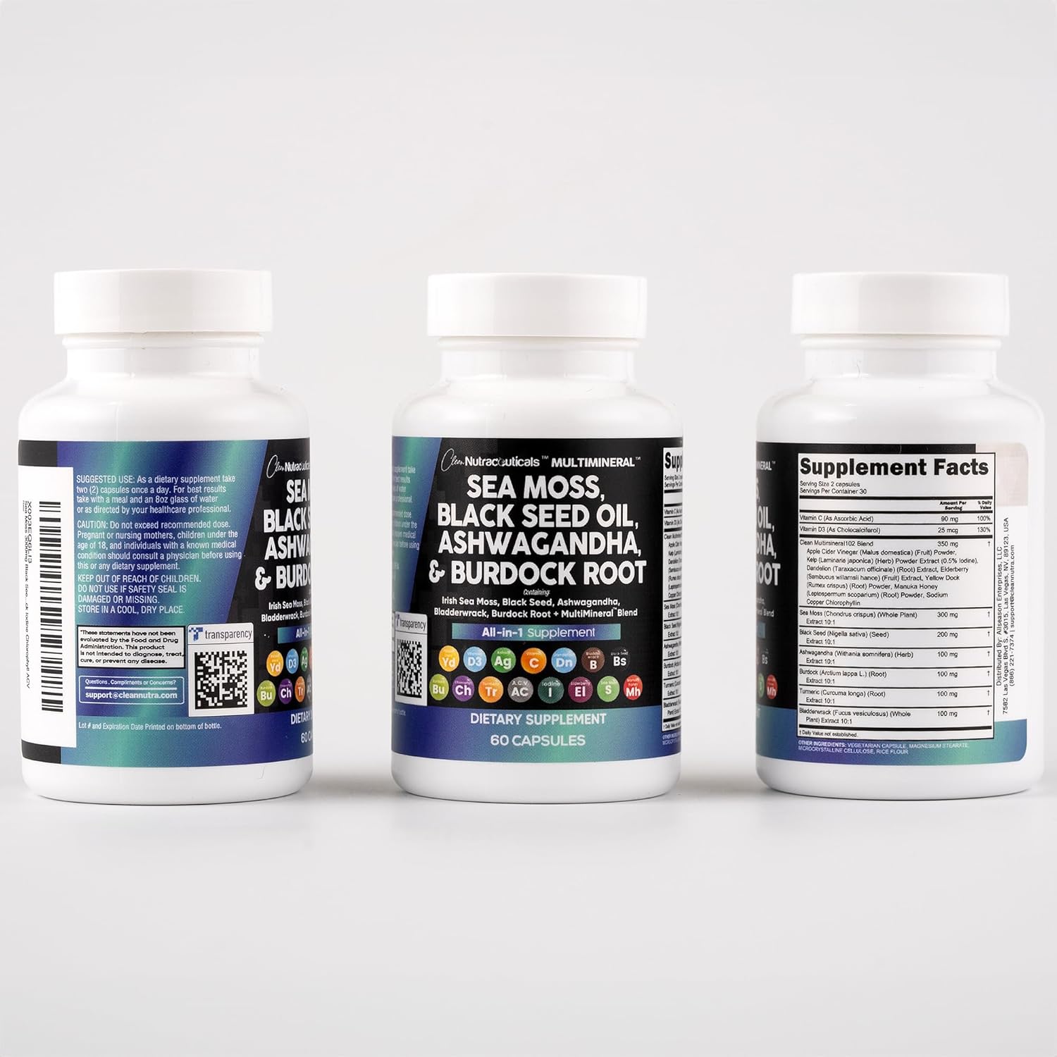 1760293483_Clean-Nutraceuticals-Sea-Moss-Black-Seed-Oil-Ashwagandha-Turmeric-Bladderwrack-Burdock-Vitamin-C-Vitamin-D3-with-Elderberry-Manuka-Dandelion-Yellow-Dock-Iodine-Chlorophyll-ACV.jpg Clean Nutraceuticals Sea Moss Black Seed Oil Ashwagandha Turmeric Bladderwrack Burdock & Vitamin C Vitamin D3 with Elderberry Manuka Dandelion Yellow Dock Iodine Chlorophyll ACV - Image 9
