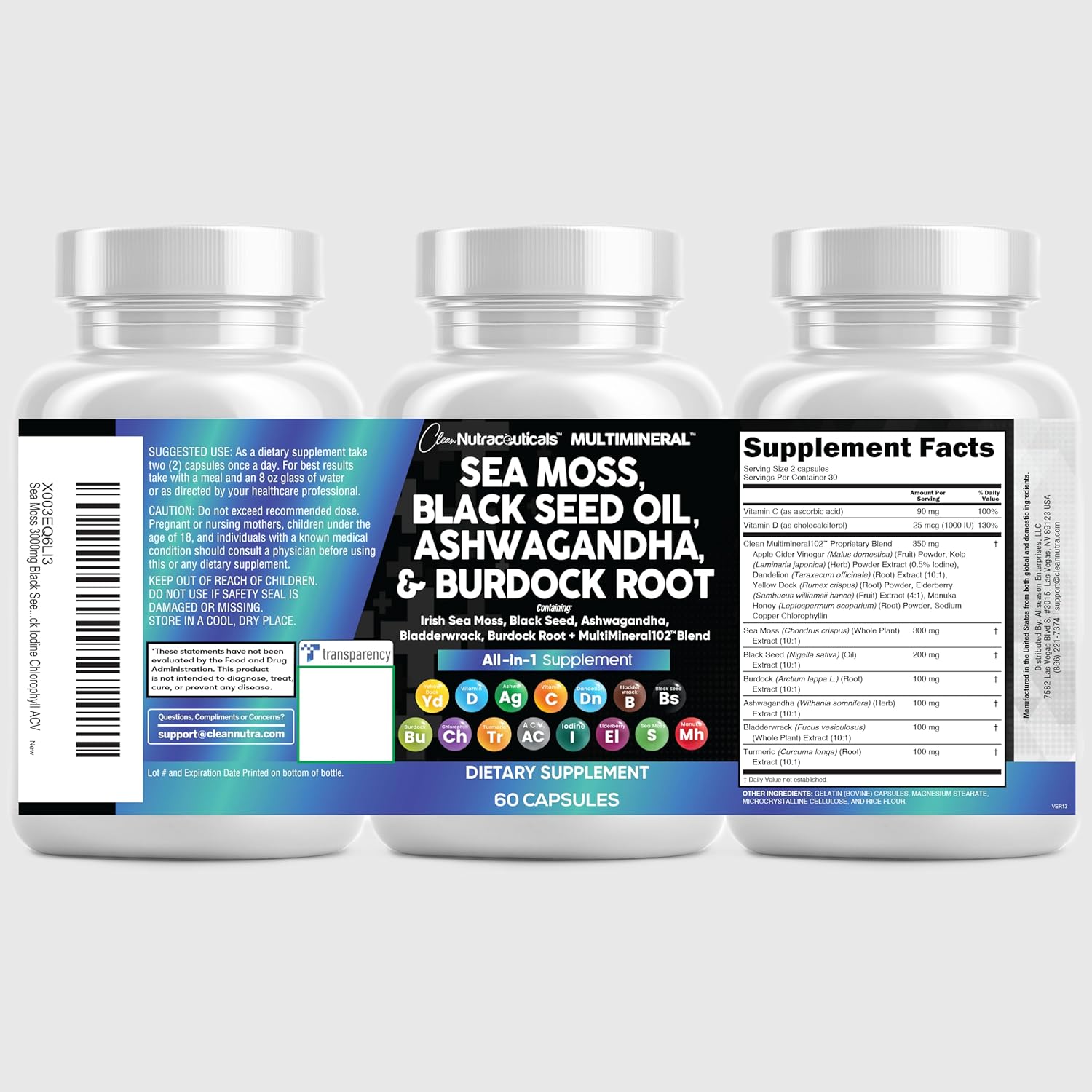 1760293485_Clean-Nutraceuticals-Sea-Moss-Black-Seed-Oil-Ashwagandha-Turmeric-Bladderwrack-Burdock-Vitamin-C-Vitamin-D3-with-Elderberry-Manuka-Dandelion-Yellow-Dock-Iodine-Chlorophyll-ACV.jpg Clean Nutraceuticals Sea Moss Black Seed Oil Ashwagandha Turmeric Bladderwrack Burdock & Vitamin C Vitamin D3 with Elderberry Manuka Dandelion Yellow Dock Iodine Chlorophyll ACV - Image 10