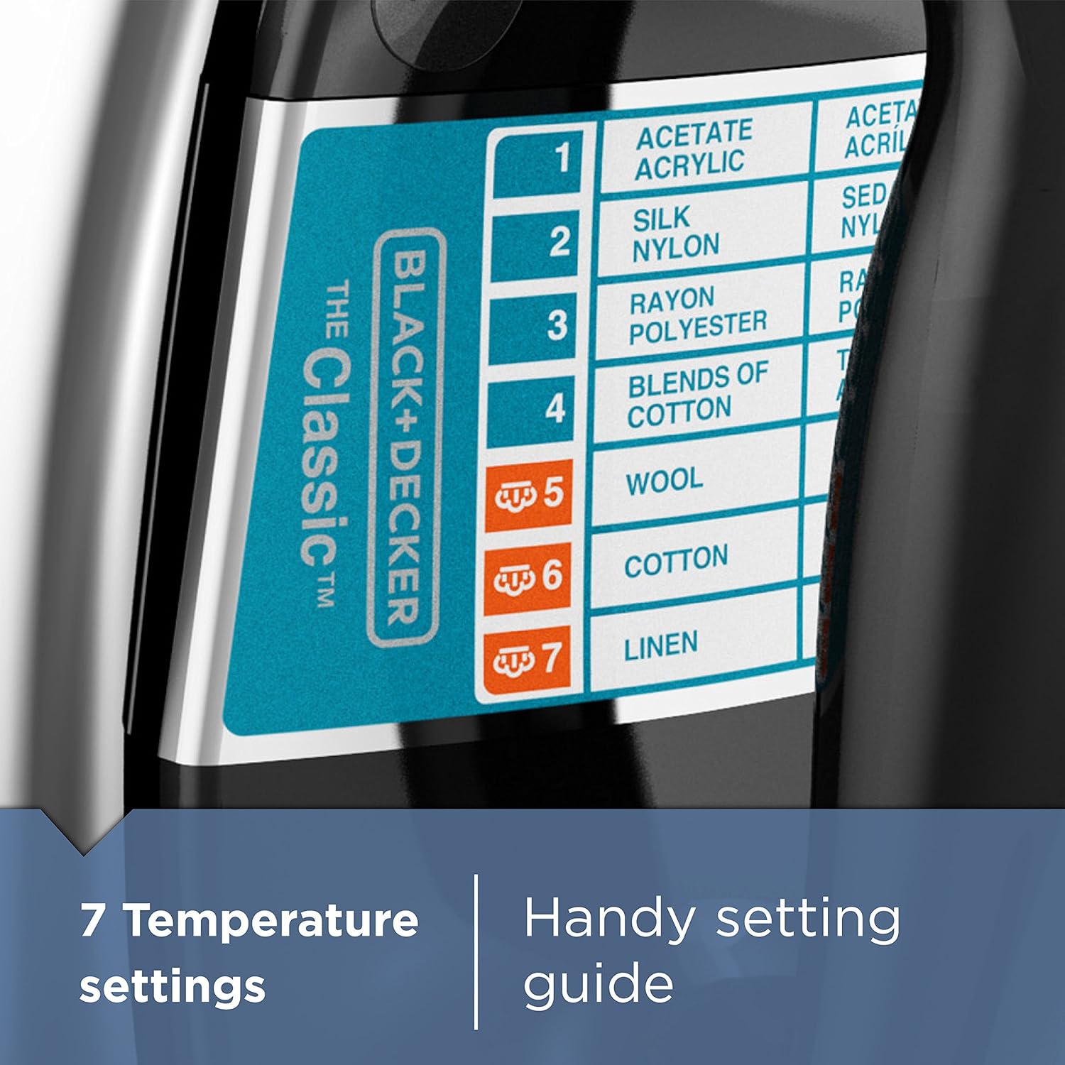 1760295393_BLACKDECKER-The-Classic-Iron-F67E-T-Aluminum-Soleplate-Steam-or-Dry-Ironing-7-Temperature-Settings-Anti-Drip.jpg BLACK+DECKER The Classic Iron, F67E-T, Aluminum Soleplate, Steam or Dry Ironing, 7 Temperature Settings, Anti-Drip - Image 3