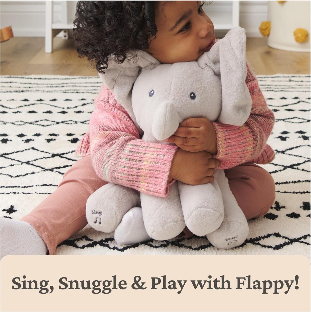 Baby Gund Animated Flappy The Elephant Plush, Singing Stuffed Animal Baby Toy for Ages 0 and Up, Gray, 12" - Image 8
