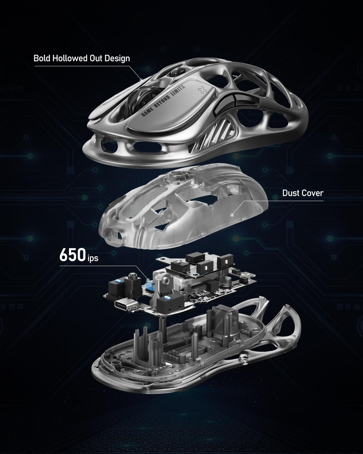 1760298280_GravaStar-Mercury-M2-Wireless-Gaming-Mouse-with-26000-DPI-PAW3395DM-Sensor-79g-Lightweight-Hollowed-Out-Design-5-Programmable-Buttons-5-Dynamic-Lightsync-RGB.jpg GravaStar Mercury M2 Wireless Gaming Mouse with 26,000 DPI, PAW3395DM Sensor -79g Lightweight Hollowed-Out Design -5 Programmable Buttons -5 Dynamic Lightsync RGB - Image 9