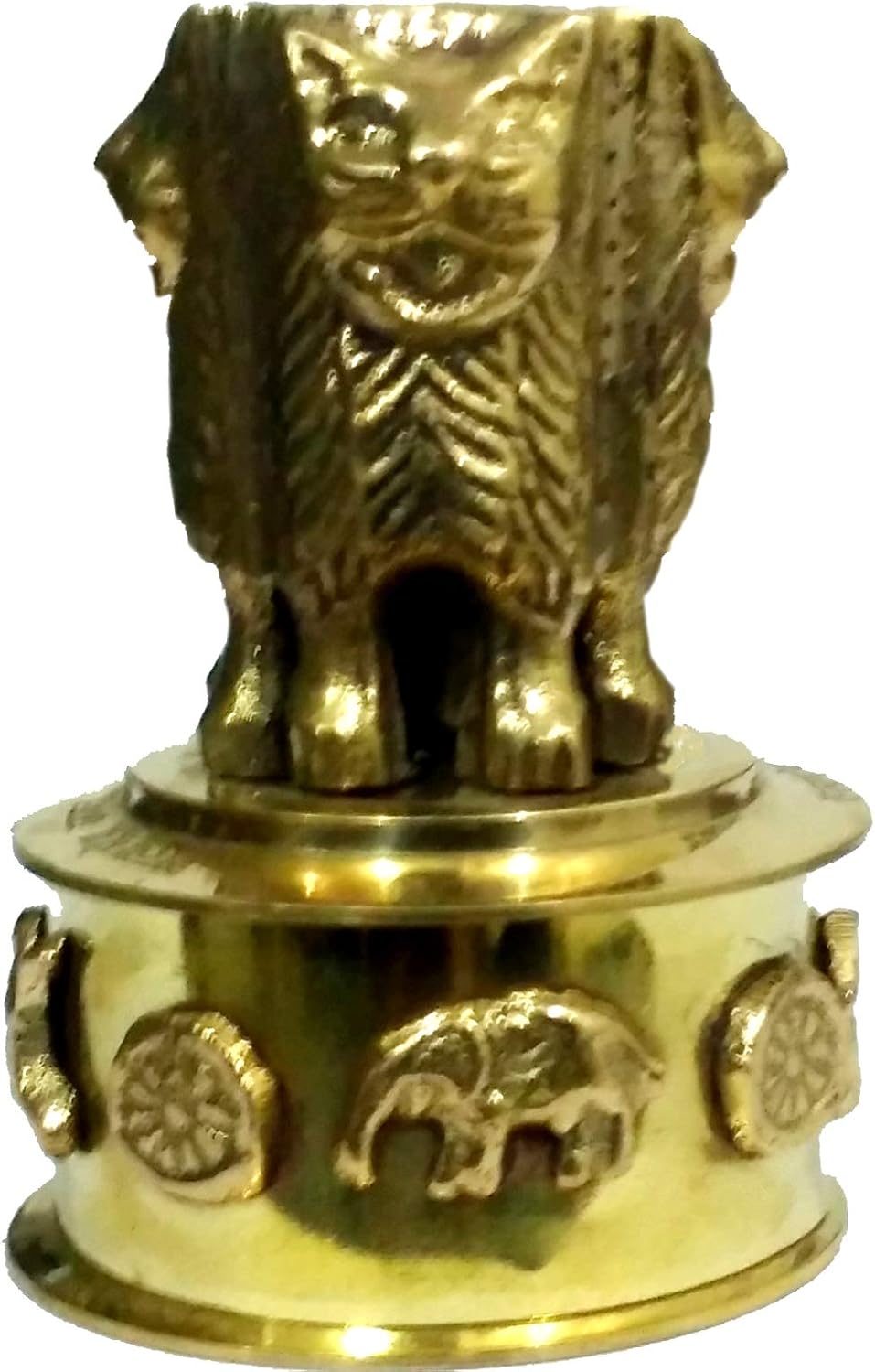 1760301576_Purpledip-Brass-Showpiece-Indian-National-Emblem-Inspired-from-Lion-Capital-of-Ashoka-at-Sarnath-12064.jpg Purpledip Brass Showpiece Indian National Emblem: Inspired from Lion Capital of Ashoka at Sarnath (12064) - Image 4