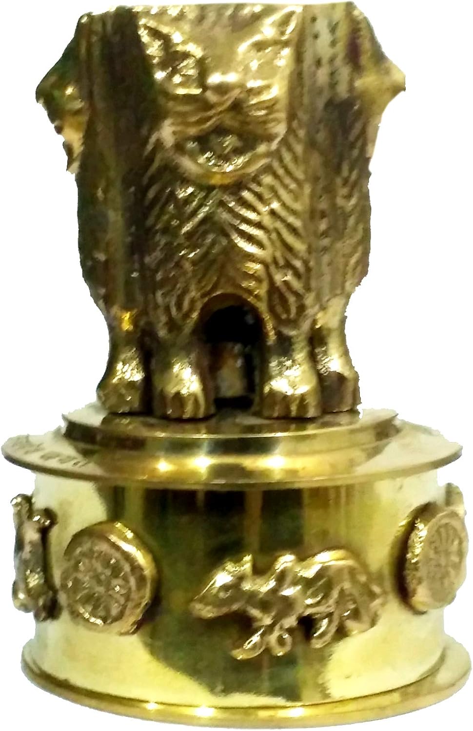 1760301577_Purpledip-Brass-Showpiece-Indian-National-Emblem-Inspired-from-Lion-Capital-of-Ashoka-at-Sarnath-12064.jpg Purpledip Brass Showpiece Indian National Emblem: Inspired from Lion Capital of Ashoka at Sarnath (12064) - Image 5
