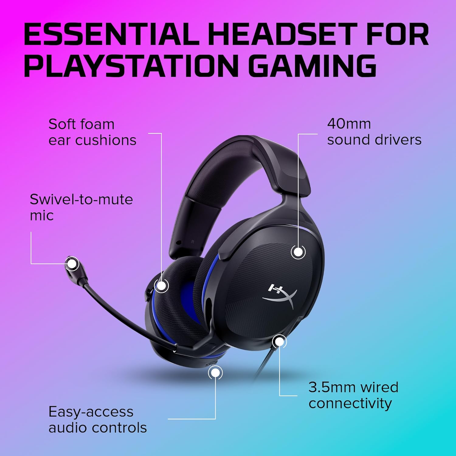 1760301980_HyperX-Cloud-Stinger-2-Core-Gaming-Headset-for-Playstation-Lightweight-Over-Ear-Headset-with-mic-Swivel-to-Mute-Function-40mm-Drivers-Black.jpg HyperX Cloud Stinger 2 Core - Gaming Headset for Playstation, Lightweight Over-Ear Headset with mic, Swivel-to-Mute Function, 40mm Drivers - Black - Image 6