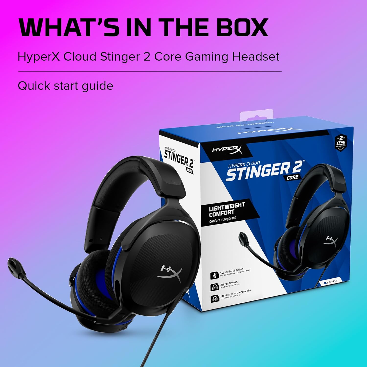 1760301981_HyperX-Cloud-Stinger-2-Core-Gaming-Headset-for-Playstation-Lightweight-Over-Ear-Headset-with-mic-Swivel-to-Mute-Function-40mm-Drivers-Black.jpg HyperX Cloud Stinger 2 Core - Gaming Headset for Playstation, Lightweight Over-Ear Headset with mic, Swivel-to-Mute Function, 40mm Drivers - Black - Image 7