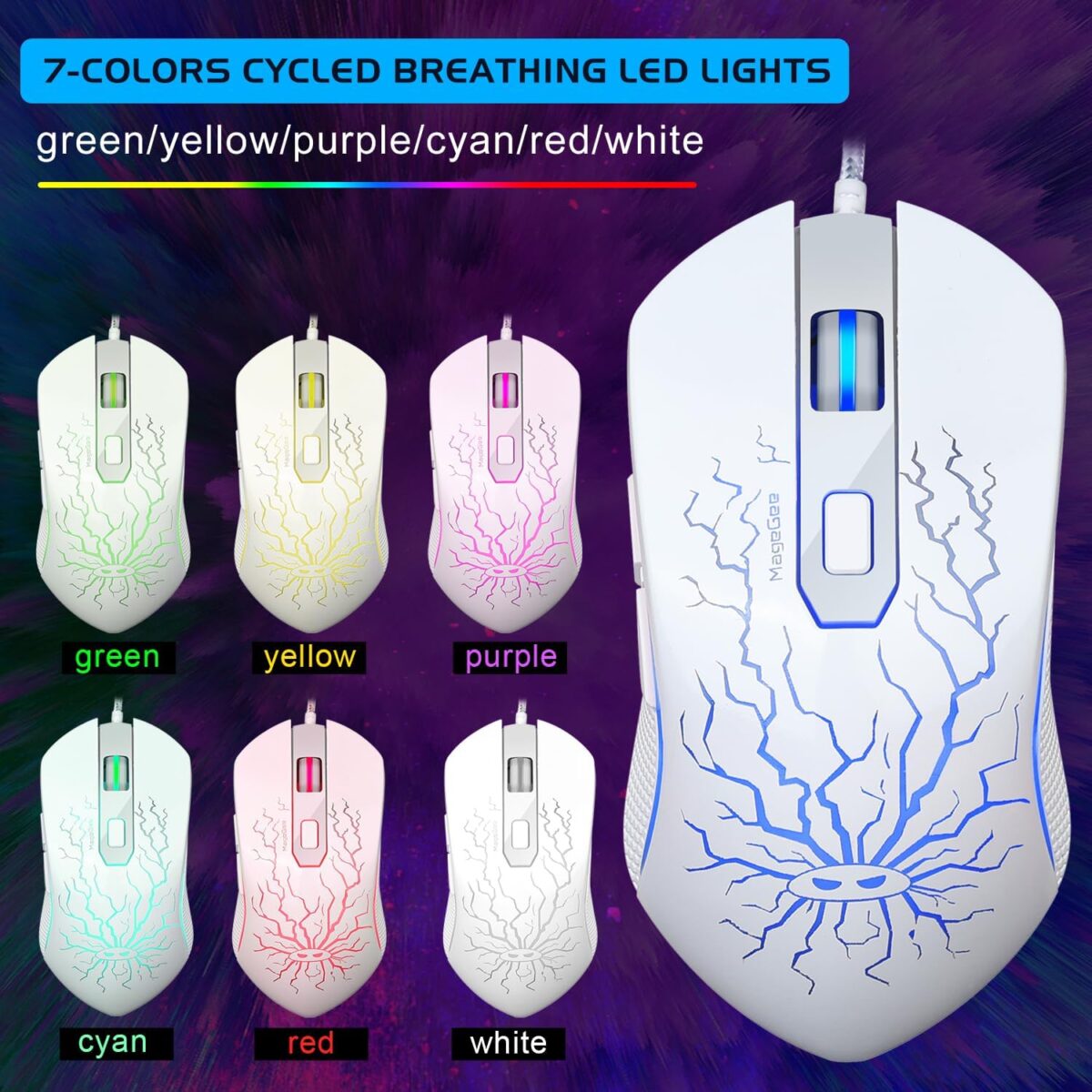 Gaming Keyboard and Mouse Combo, K1 RGB LED Backlit Keyboard with 104 Key for PC/Laptop(White) - Image 7