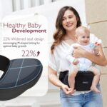 Momcozy Hip Seat Baby Carrier - Adjustable Waistband with Original 3D Belly Protector, Ergonomic Carrier with Various Pockets for Newborns & Toddlers up to 45lbs (Black, Medium) - Image 3
