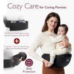 Momcozy Hip Seat Baby Carrier - Adjustable Waistband with Original 3D Belly Protector, Ergonomic Carrier with Various Pockets for Newborns & Toddlers up to 45lbs (Black, Medium) - Image 4