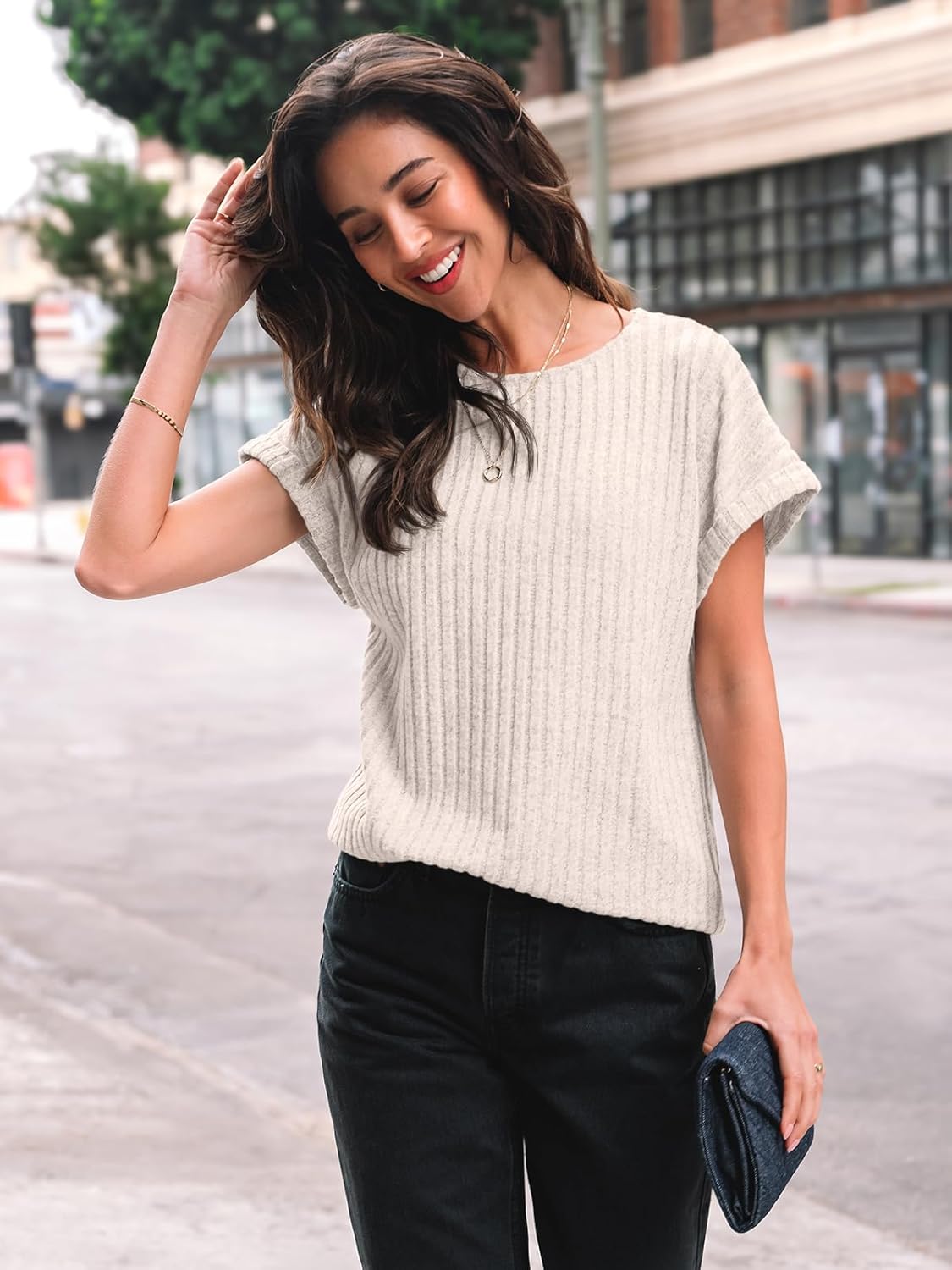 1760304516_AUTOMET-Women-Textured-Shirts-Fall-Sweaters-Loose-Fit-Short-Sleeve-Tunic-Tops-2025-Dressy-Casual-Business-Blouses.jpg AUTOMET Women Textured Shirts Fall Sweaters Loose Fit Short Sleeve Tunic Tops 2025 Dressy Casual Business Blouses - Image 4