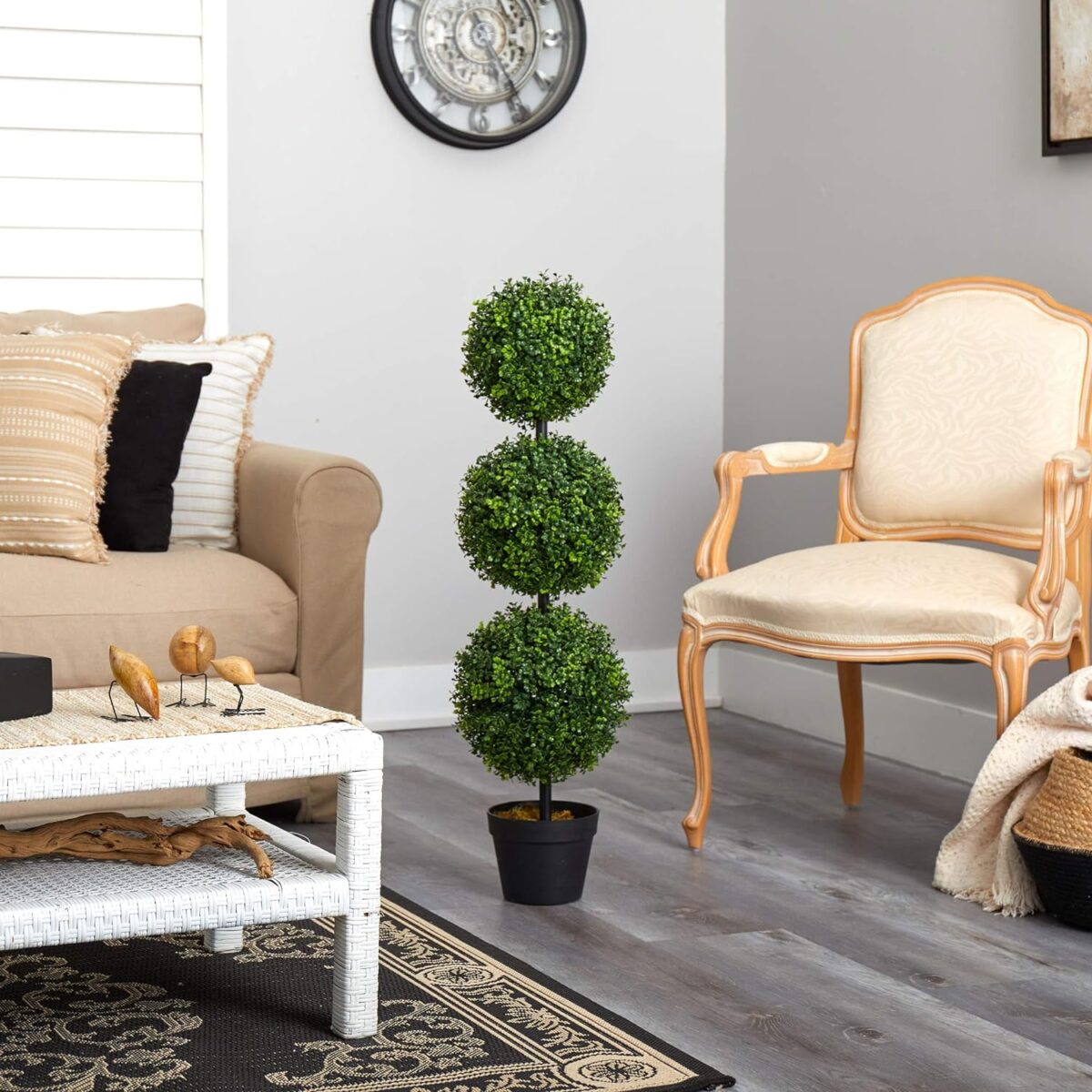 Nearly Natural 3ft. Artificial Triple Ball Boxwood Topiary Tree (Indoor/Outdoor) T2021, Green - Image 6