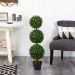 Nearly Natural 3ft. Artificial Triple Ball Boxwood Topiary Tree (Indoor/Outdoor) T2021, Green - Image 8