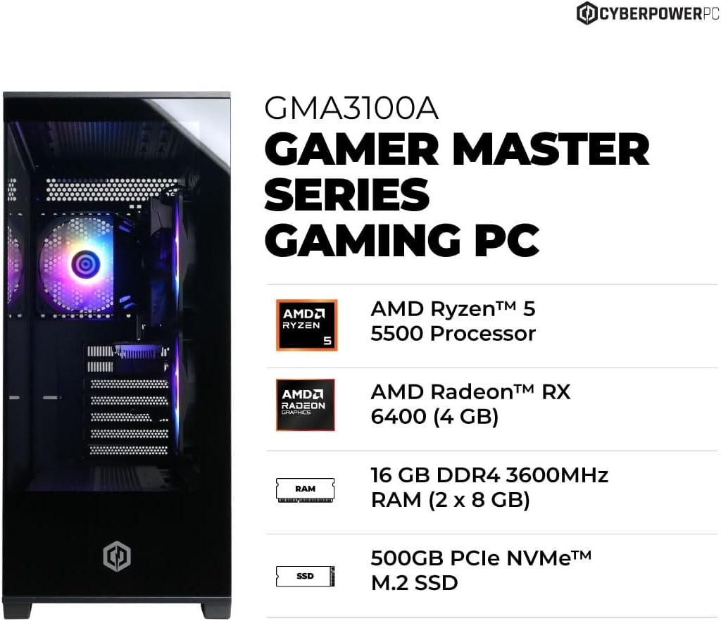 1760375727_CyberPowerPC-Gamer-Master-Gaming-PC-AMD-Ryzen-5-5500-3.6GHz-Radeon-RX-6400-4GB-16GB-DDR4-500GB-PCIe-Gen4-SSD-WiFi-Ready-Windows-11-Home-GMA3100A.jpg CyberPowerPC Gamer Master Gaming PC, AMD Ryzen 5 5500 3.6GHz, Radeon RX 6400 4GB, 16GB DDR4, 500GB PCIe Gen4 SSD, WiFi Ready & Windows 11 Home (GMA3100A) - Image 3