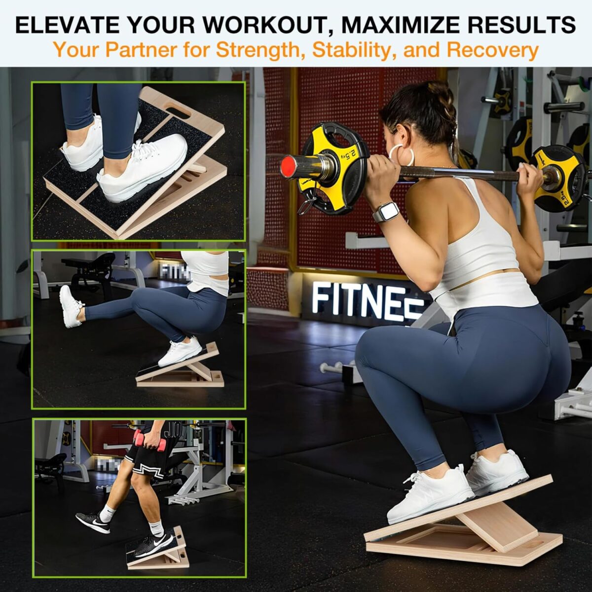 TEMI Slant Board for Calf-Stretching - Wooden Incline Wedge Stretcher for Squats, Foot & Ankle Mobility, Portable Fitness Equipment, Balance Block for Heel Stretch - Image 7